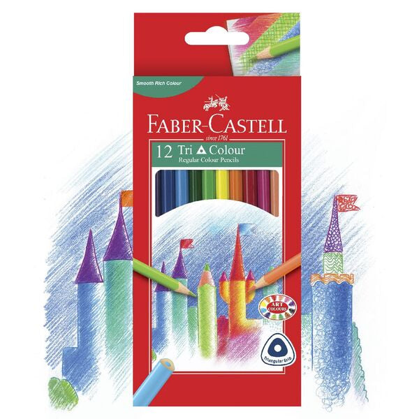Faber-Castell Triangular Coloured Pencils 12 Pack